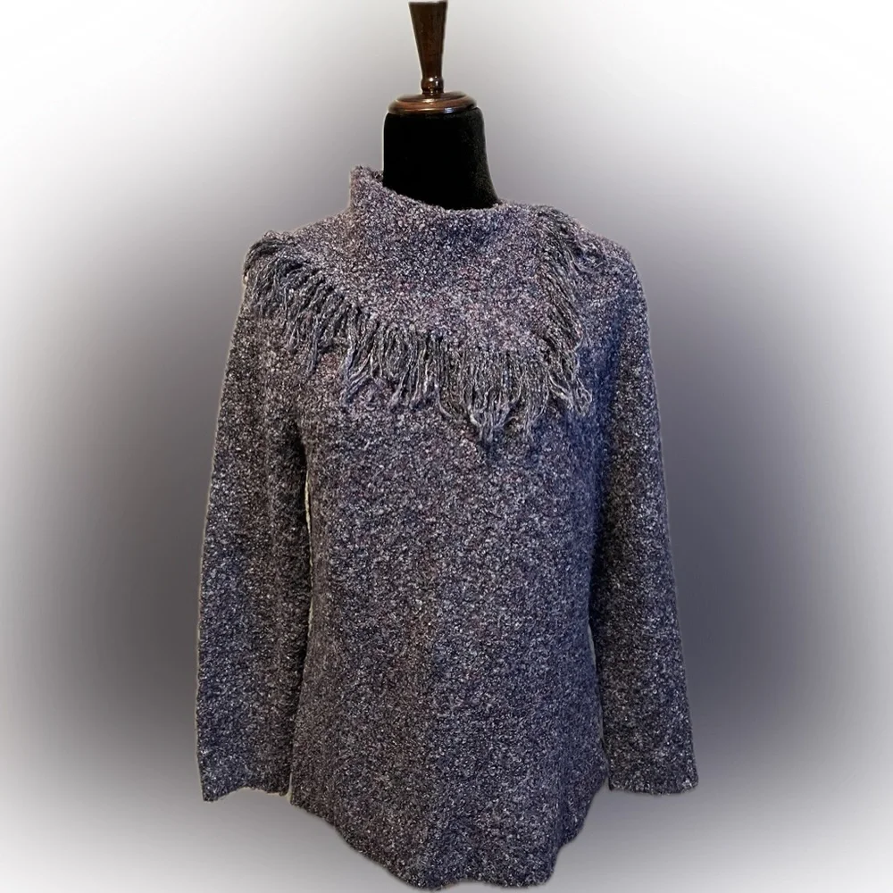 Hearts of Palm Purple Fringe Sweater size M